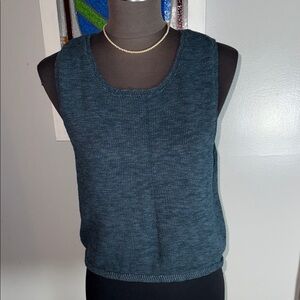 Free People Beach Teal Cropped Knit Sweater Tank SZ Small